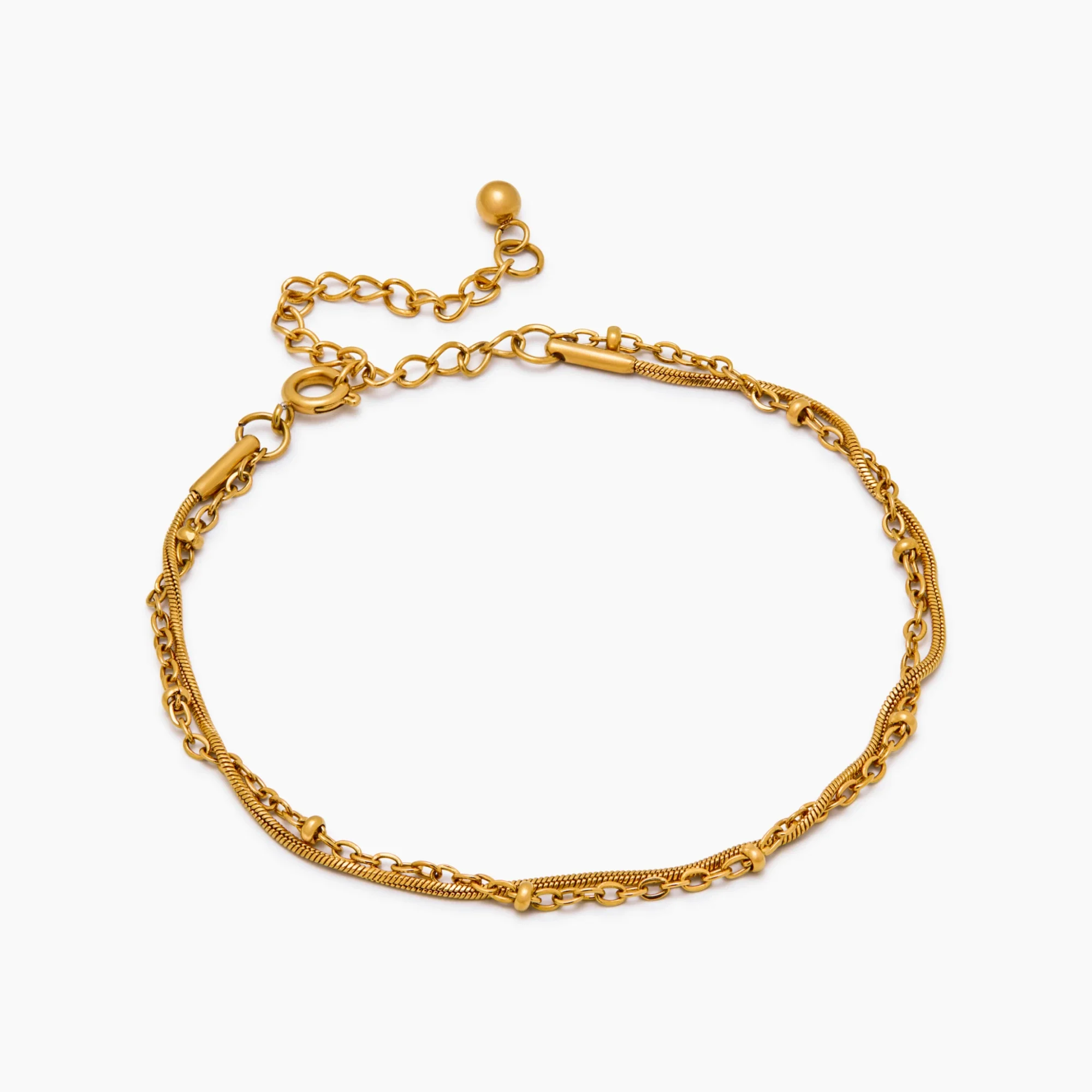 Beaded & Snake Chain Layered Bracelet - Image 4