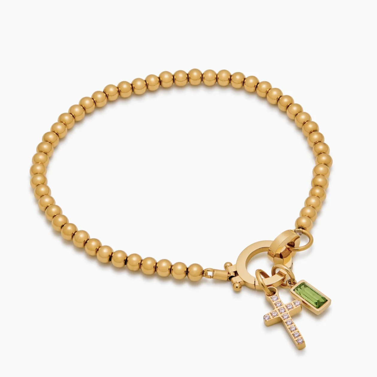 Beaded Birthstone Cross Charm Bracelet - Image 5