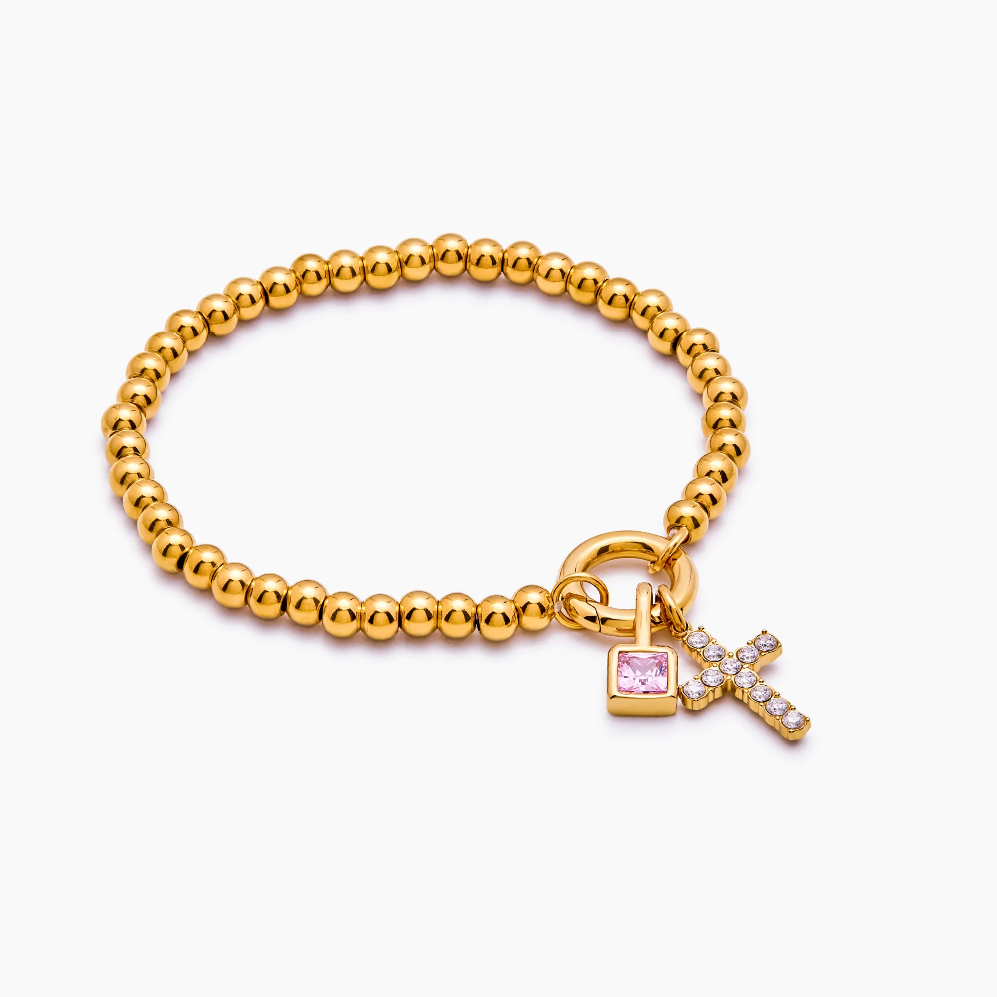 Beaded Cross Birthstone Bracelet - Image 3