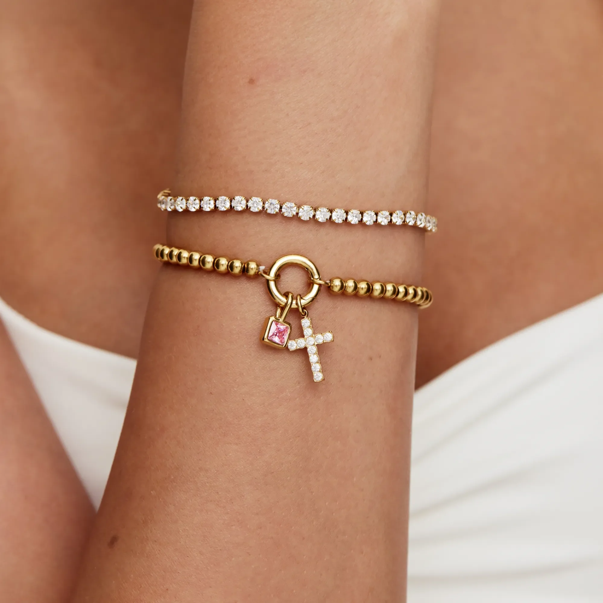 Beaded Cross Birthstone Bracelet - Image 4