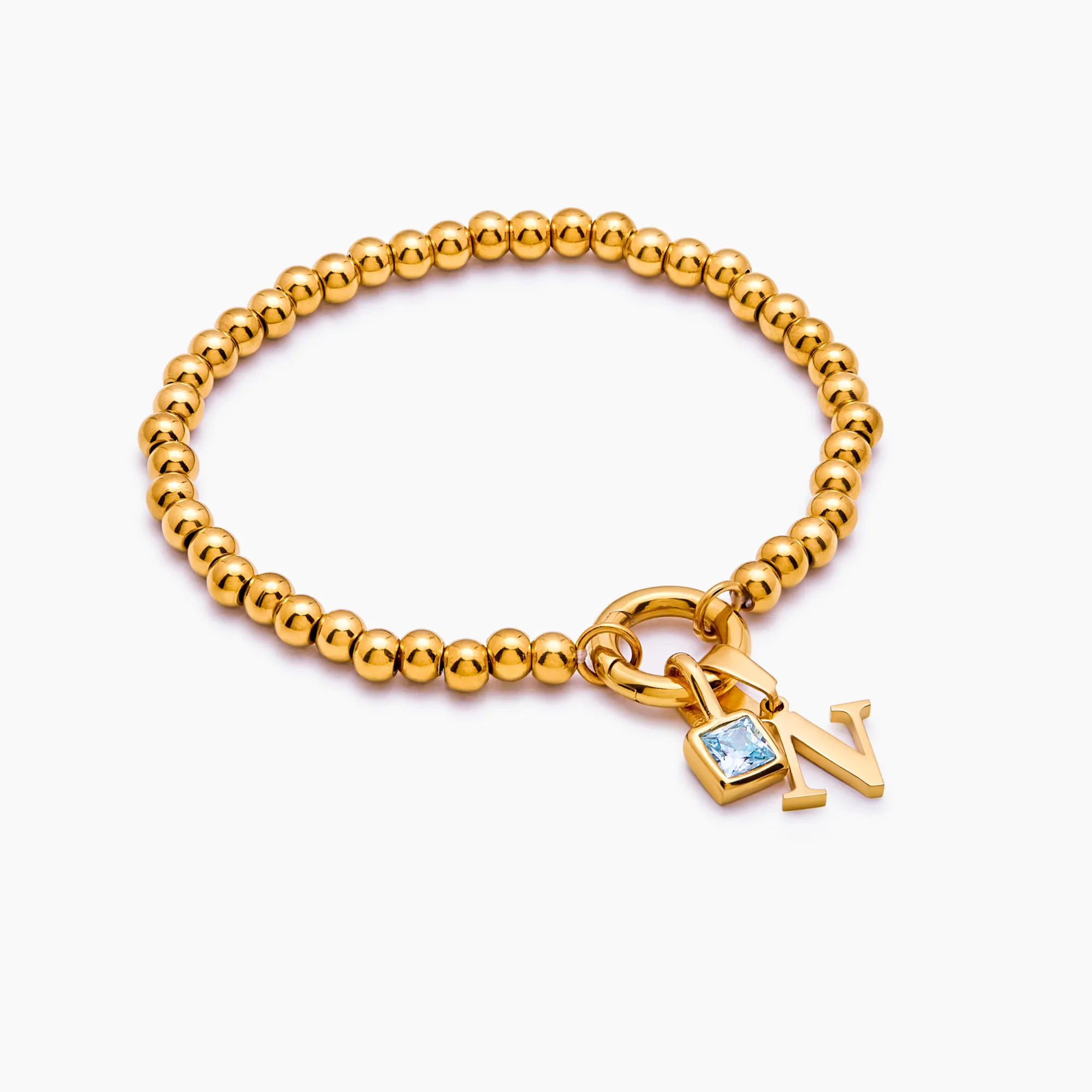 Beaded Initial Birthstone Bracelet - Image 3
