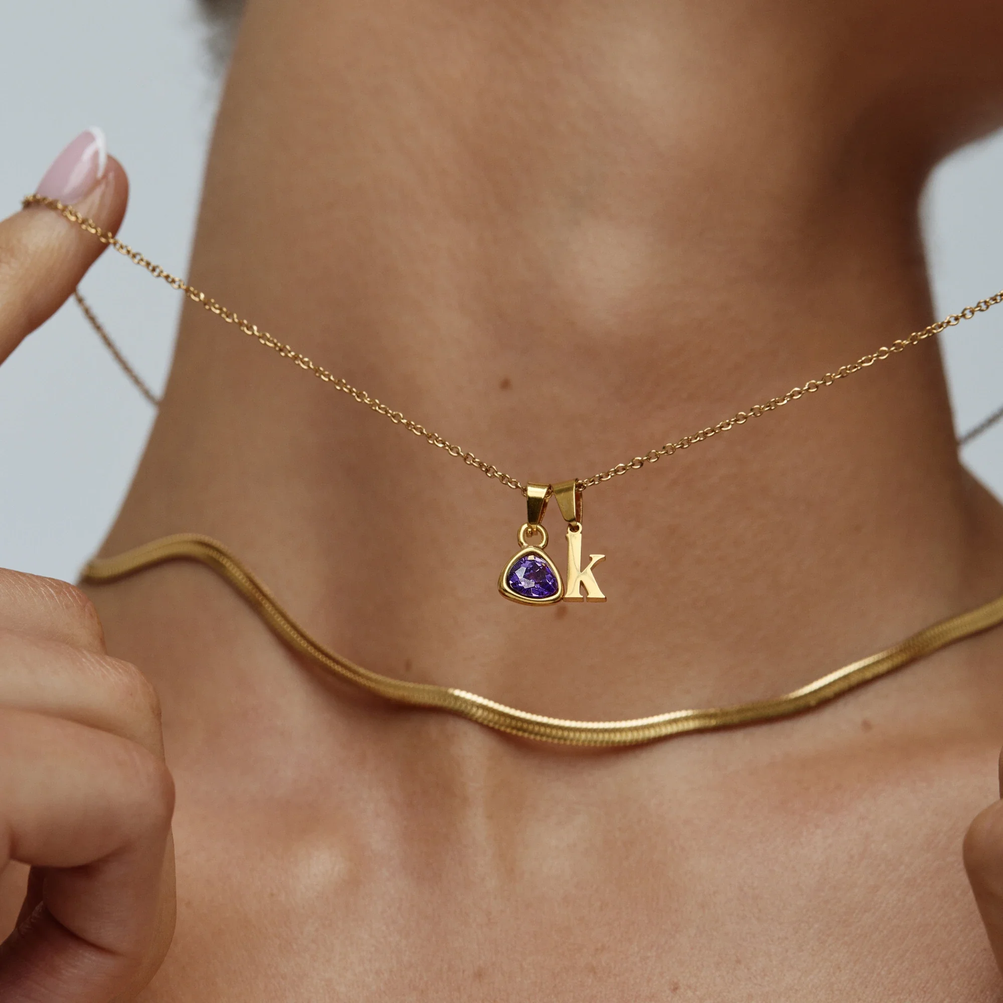 By Heart Initial & Birthstone Necklace - Image 3