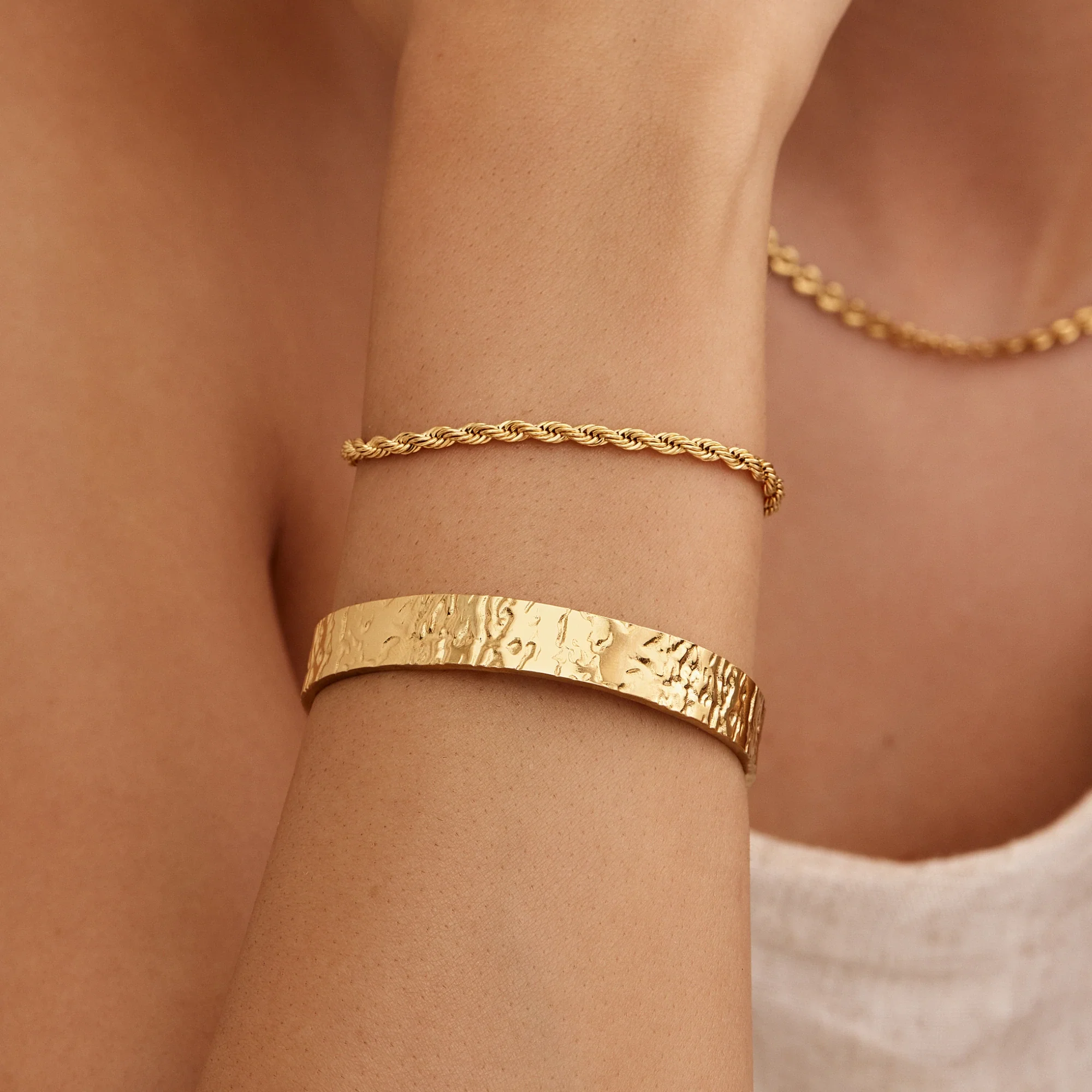 Chunky Textured Cuff bracelet - Image 2