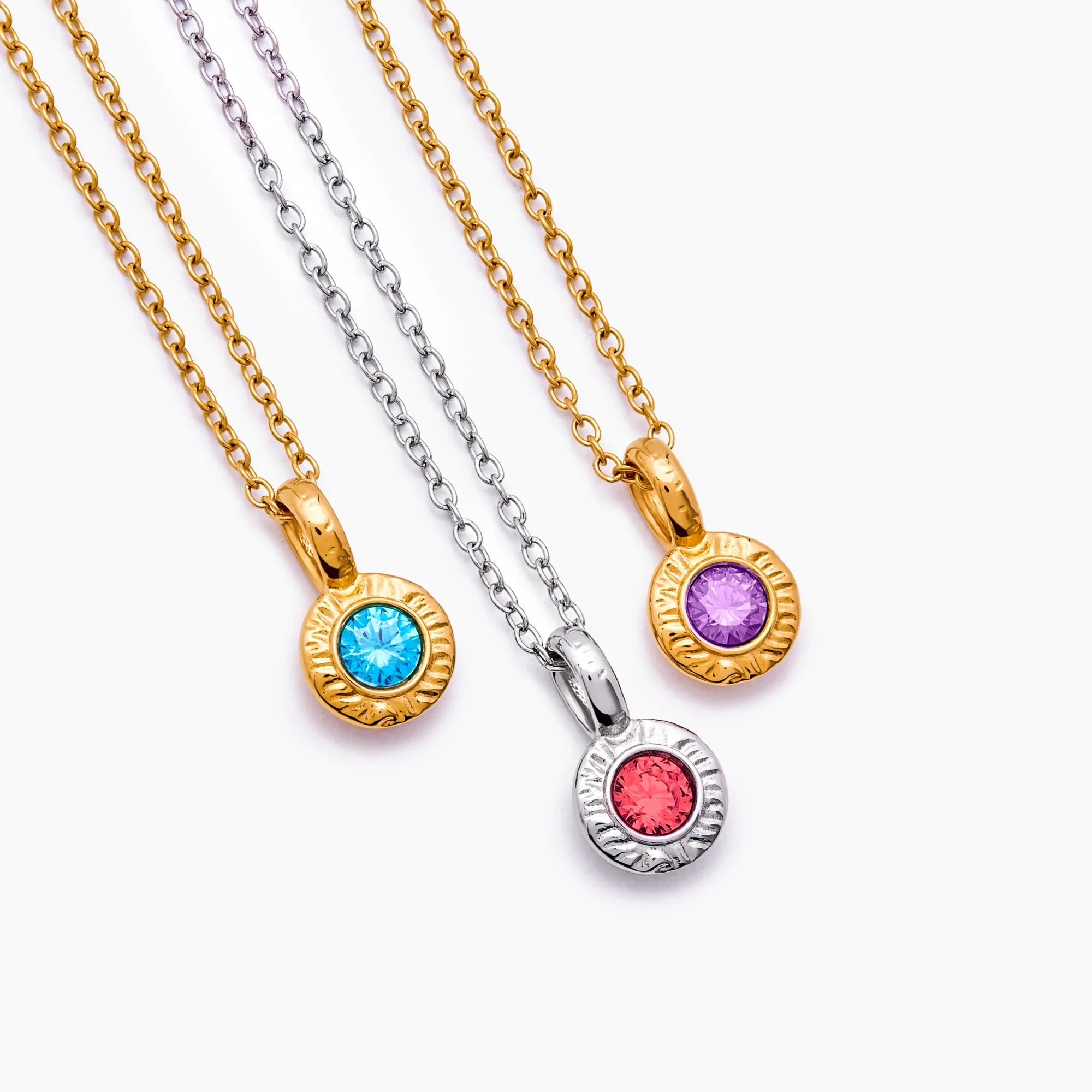 Crushed Birthstone Pendant Necklace - Image 4