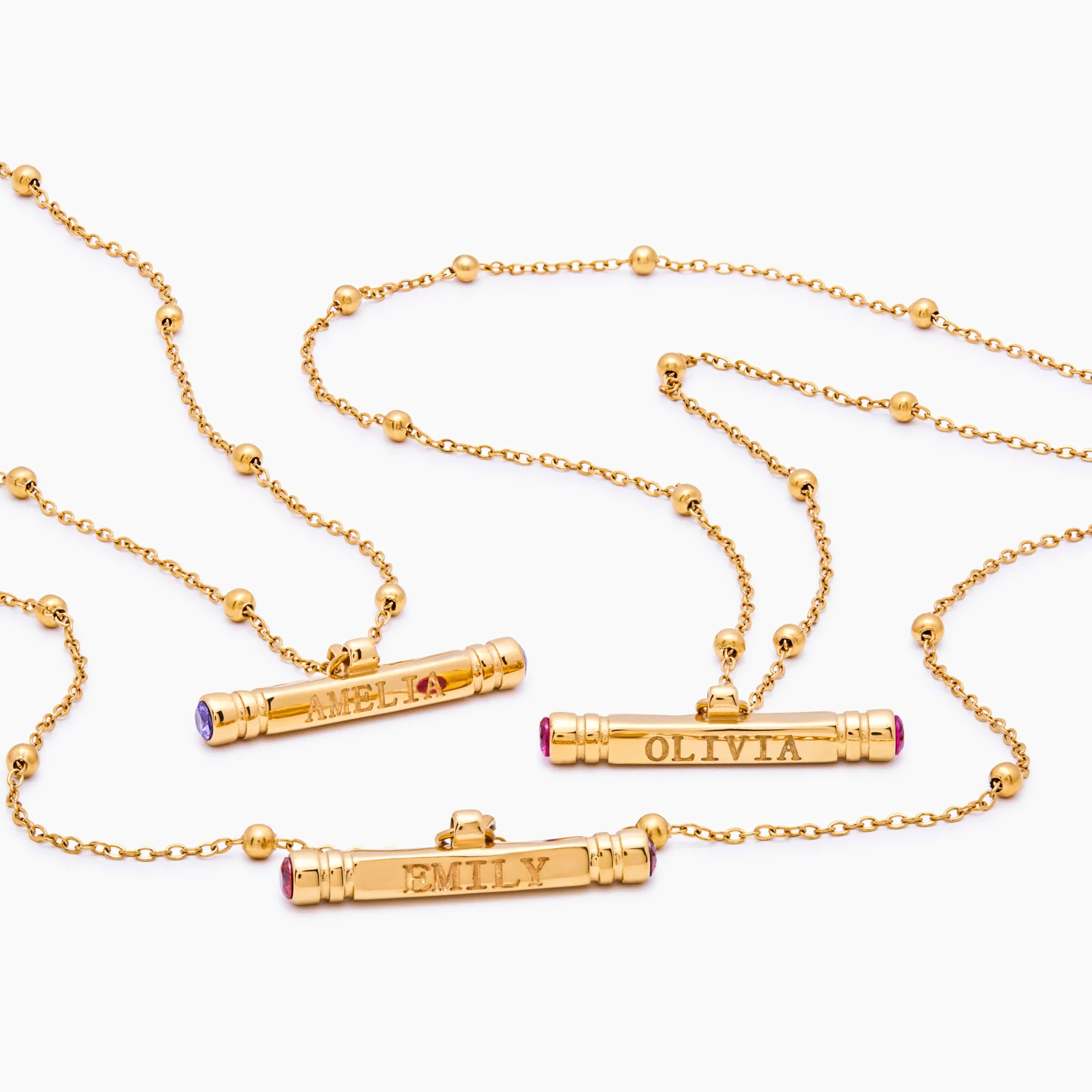 Custom Name & Birthstone T-Bar Necklace - Image 6