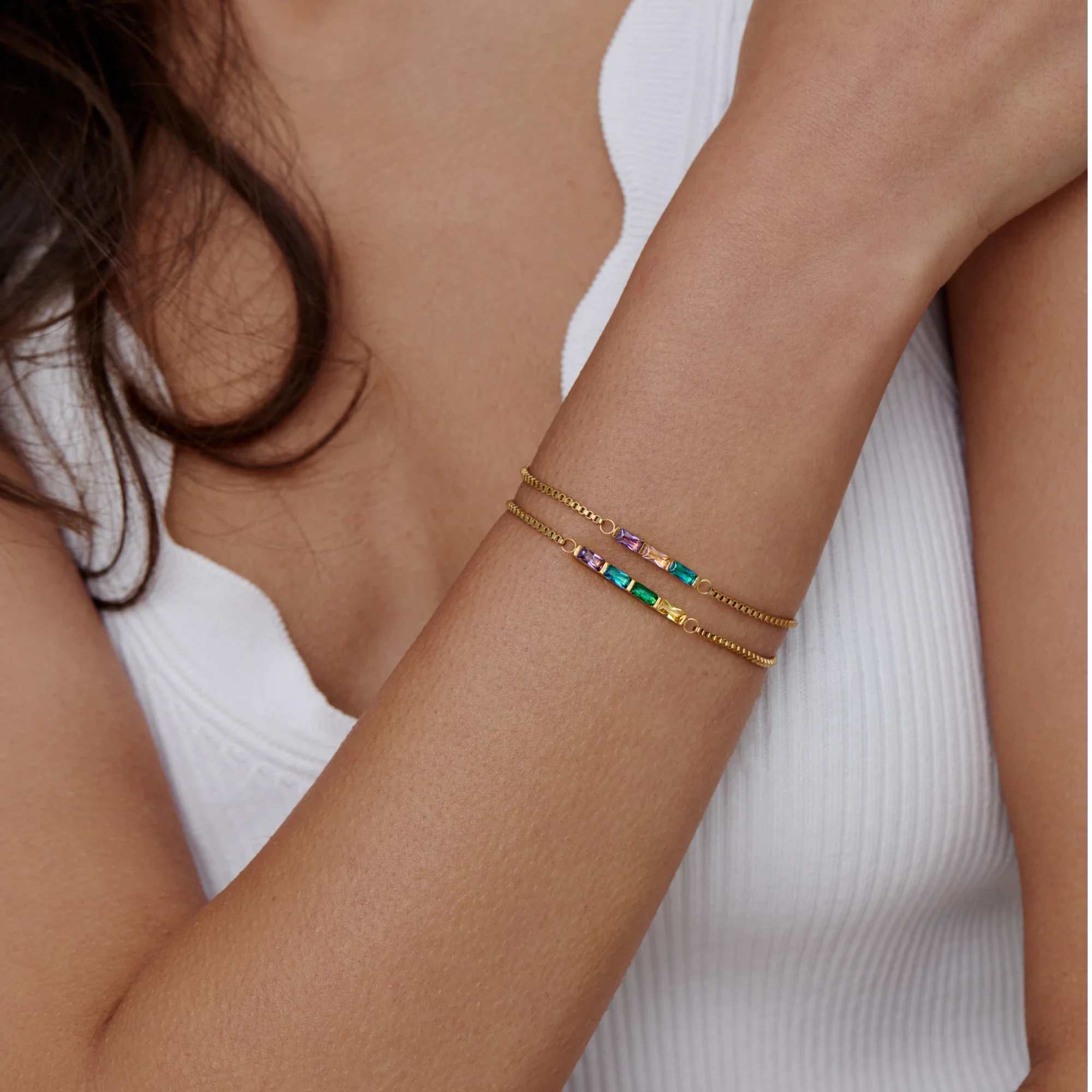 Dainty Baguette Birthstone Bracelet - Image 2