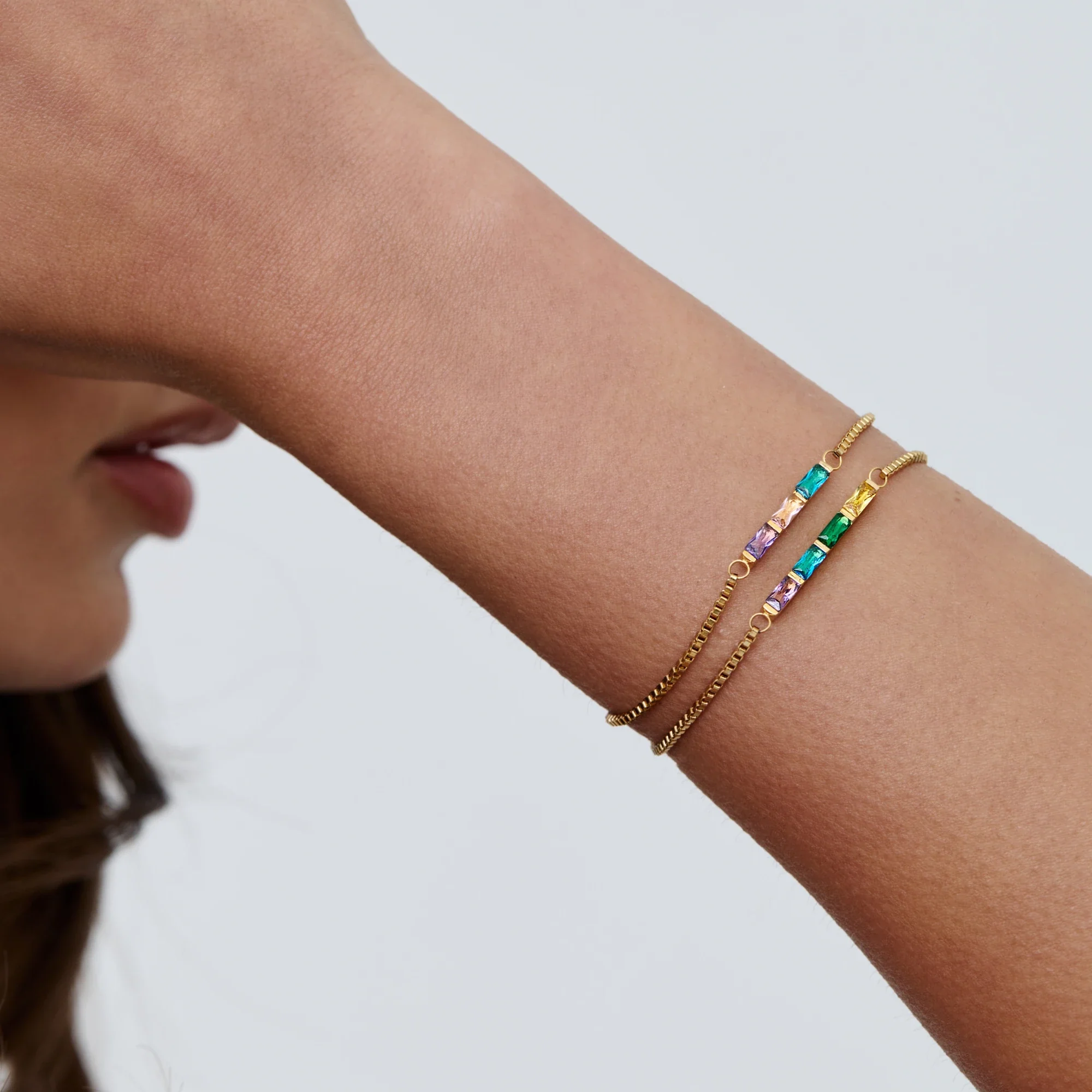 Dainty Baguette Birthstone Bracelet - Image 4