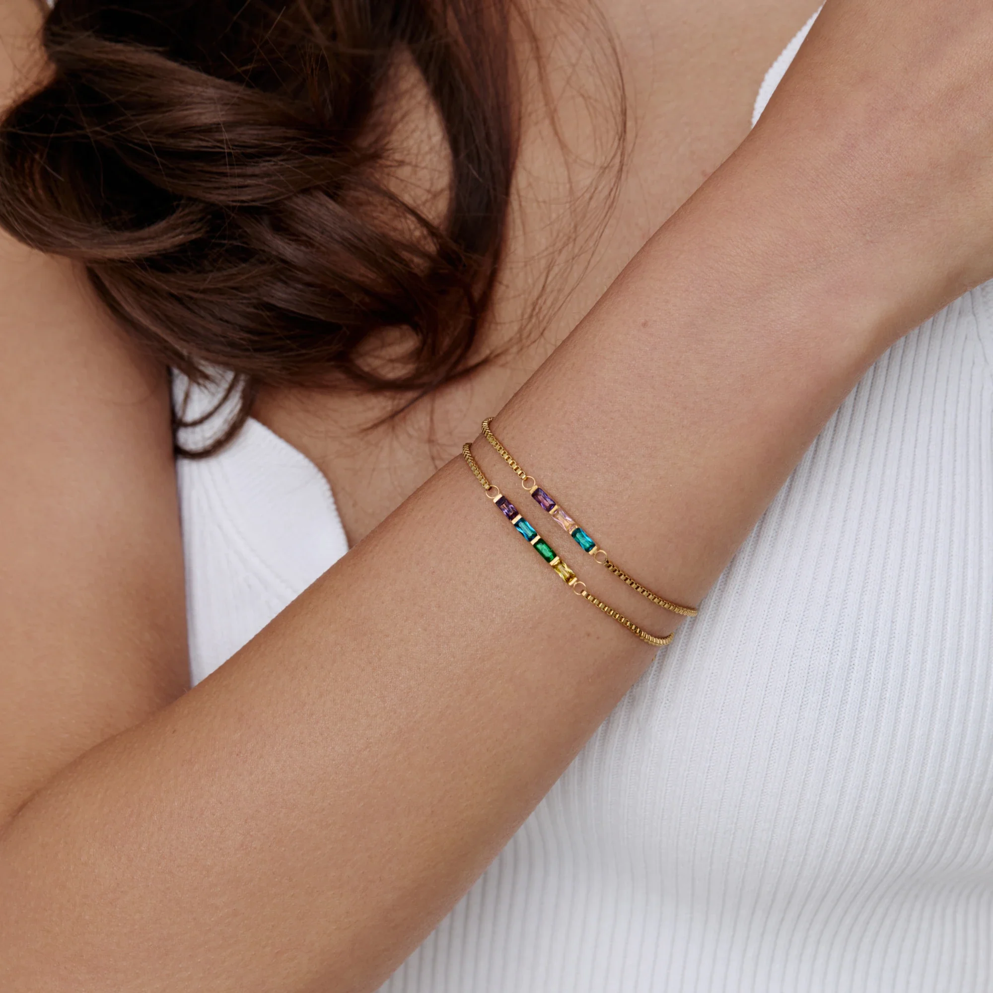 Dainty Baguette Birthstone Bracelet - Image 6