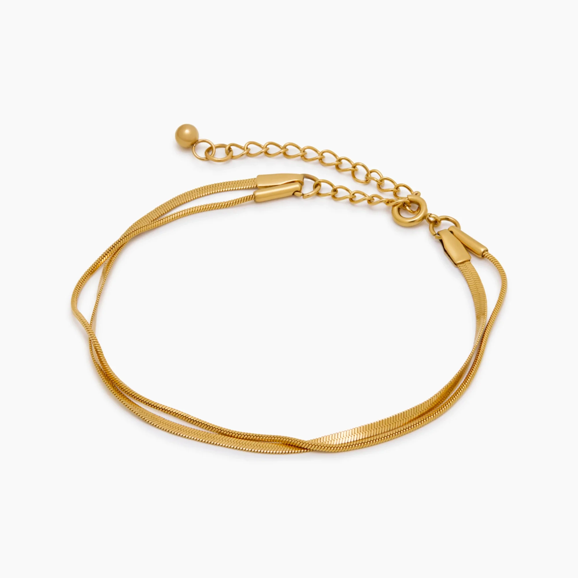 Double Snake Chain Layered Bracelet - Image 3