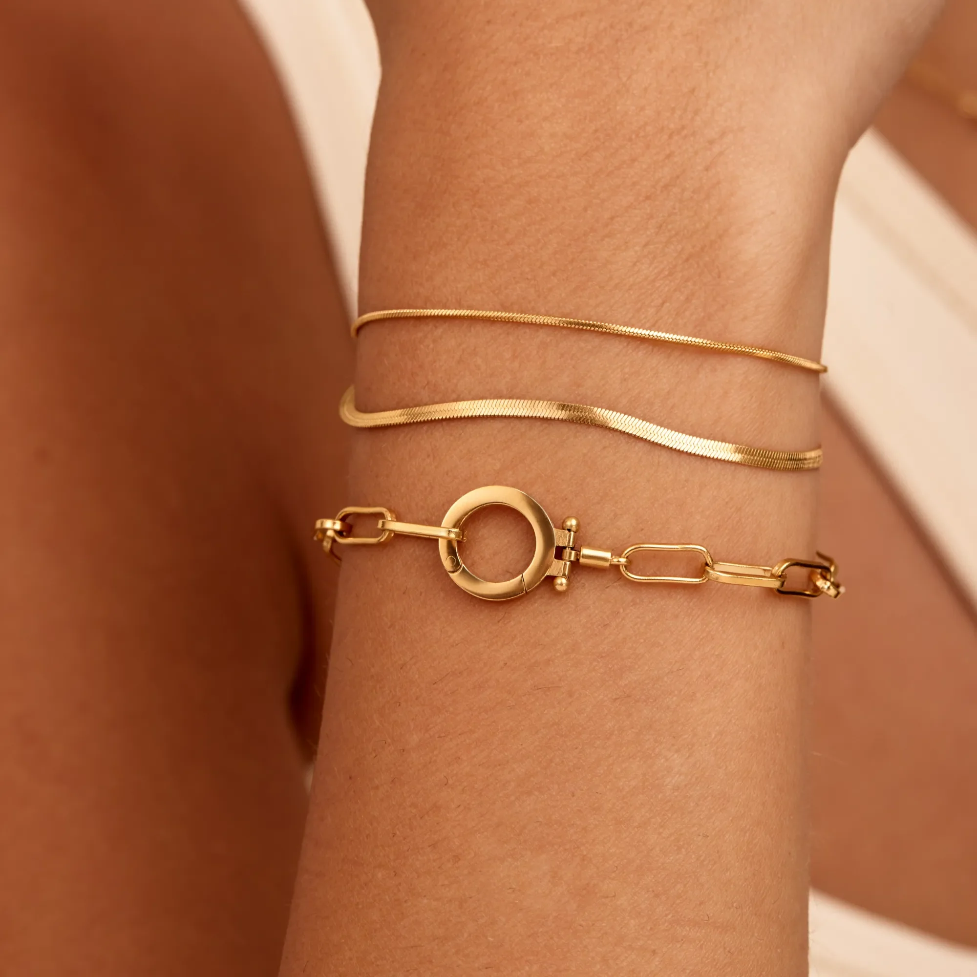 Double Snake Chain Layered Bracelet - Image 4