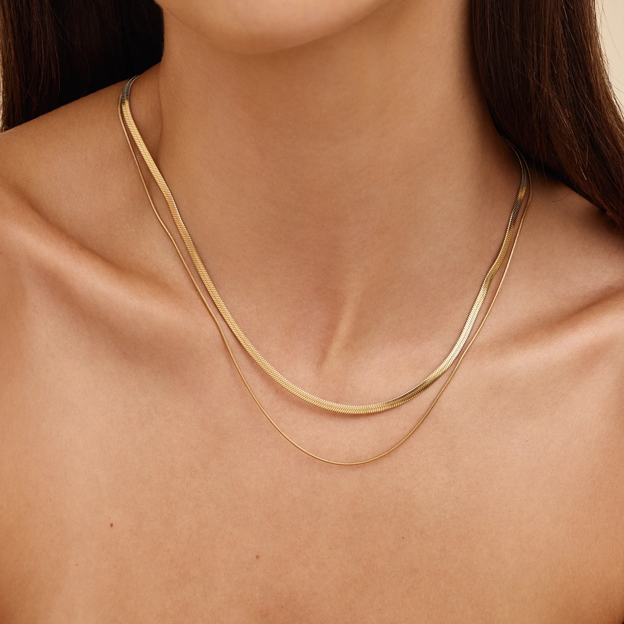 Double Snake Chain Layered Necklace - Image 3