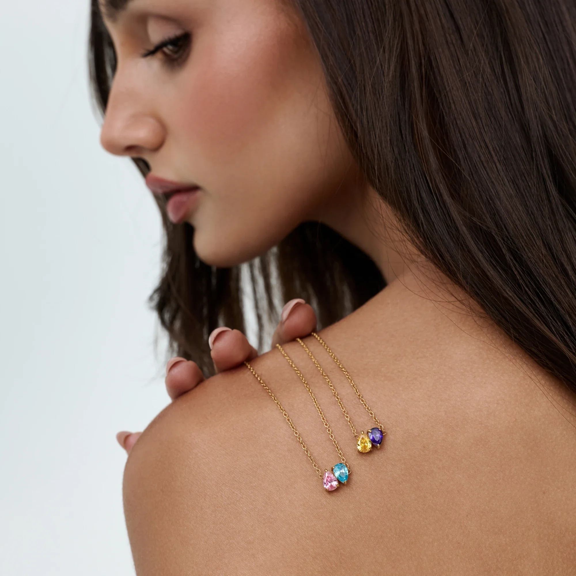 Duo Teardrop Birthstone Necklace - Image 2