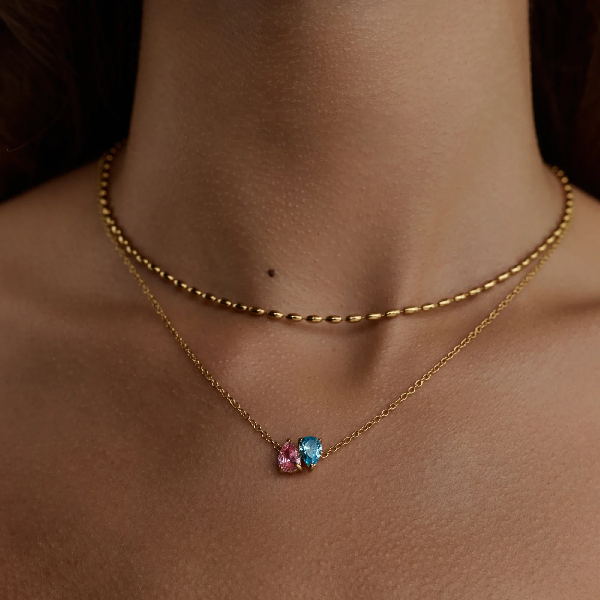 Duo Teardrop Birthstone Necklace - Image 5