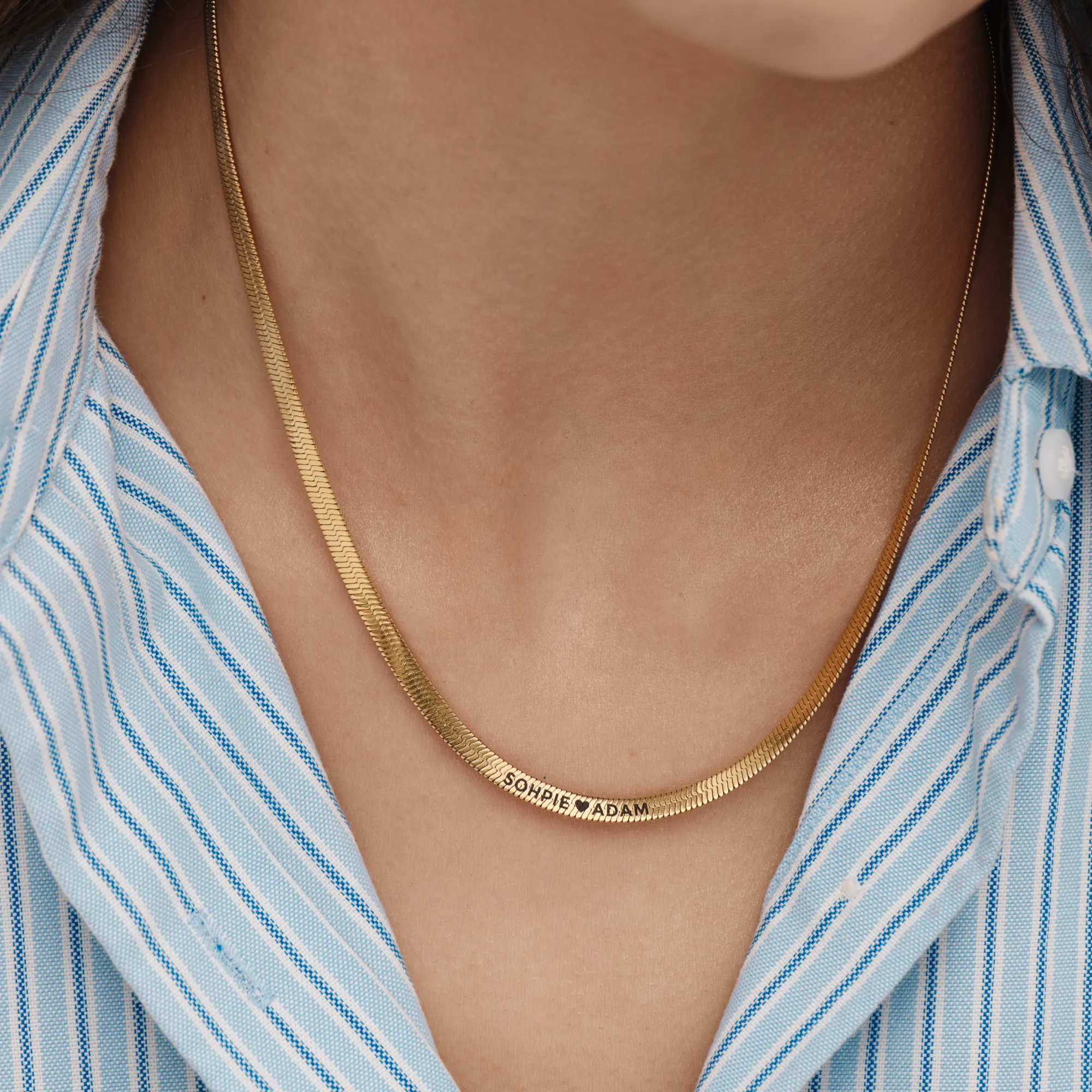Engraved Herringbone Necklace - Image 2