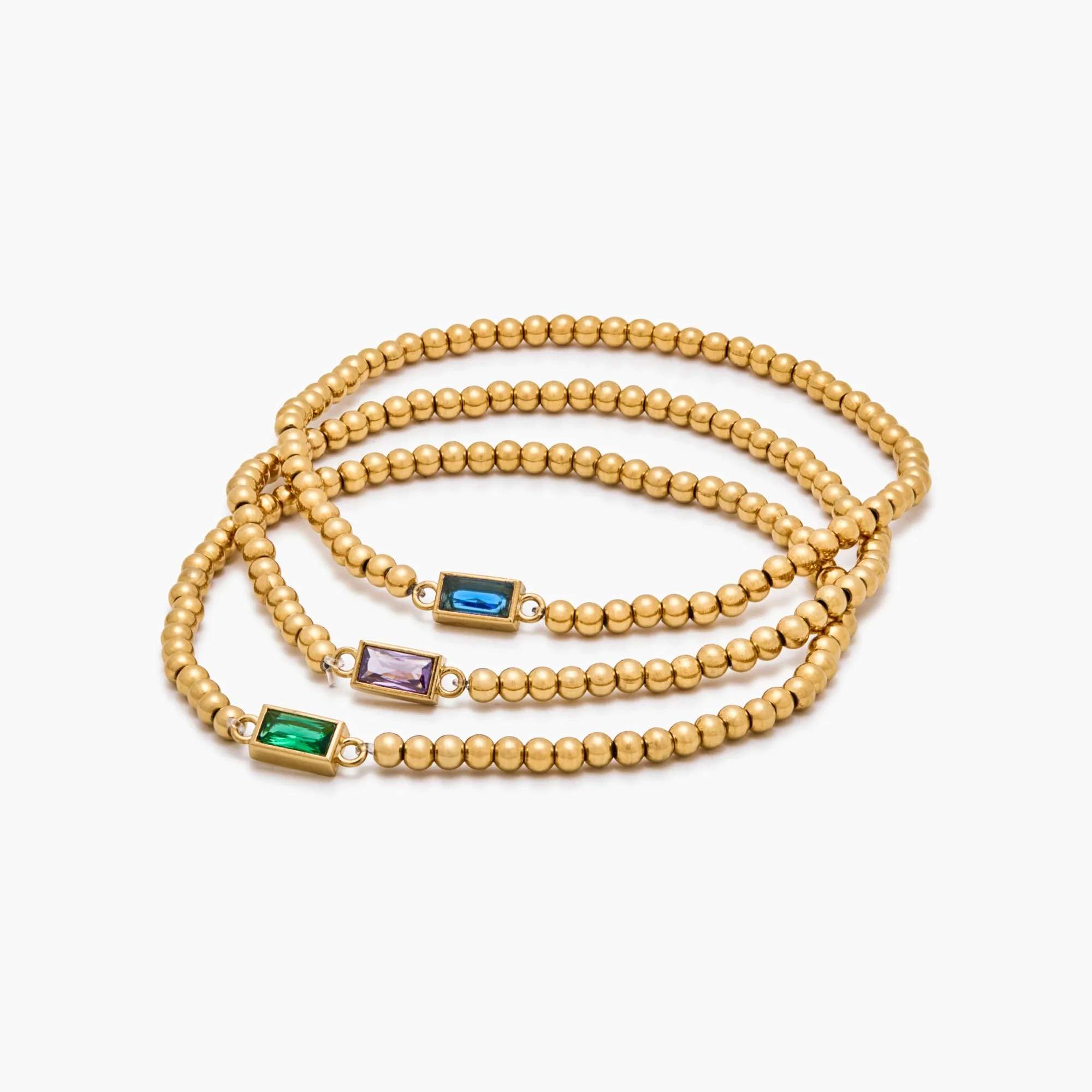 Gold Beaded Birthstone Bracelet - Image 4