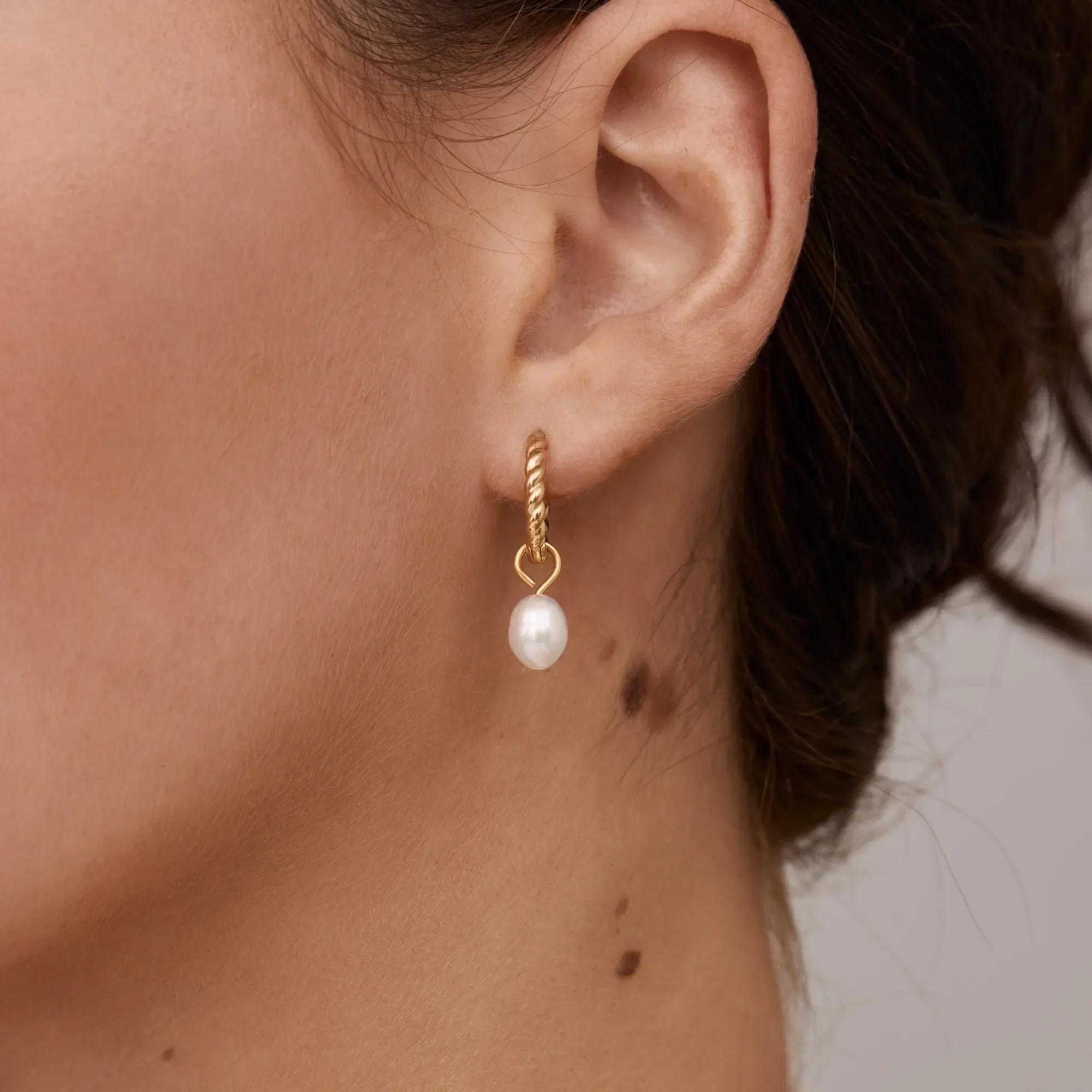 Mini Twisted Pearl Hoops - Image 4