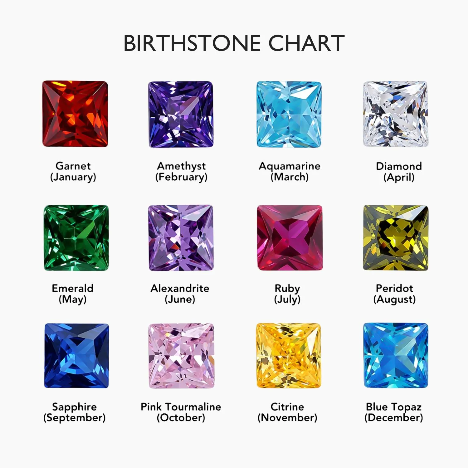 Princess Cut Birthstone Band Ring - Image 7