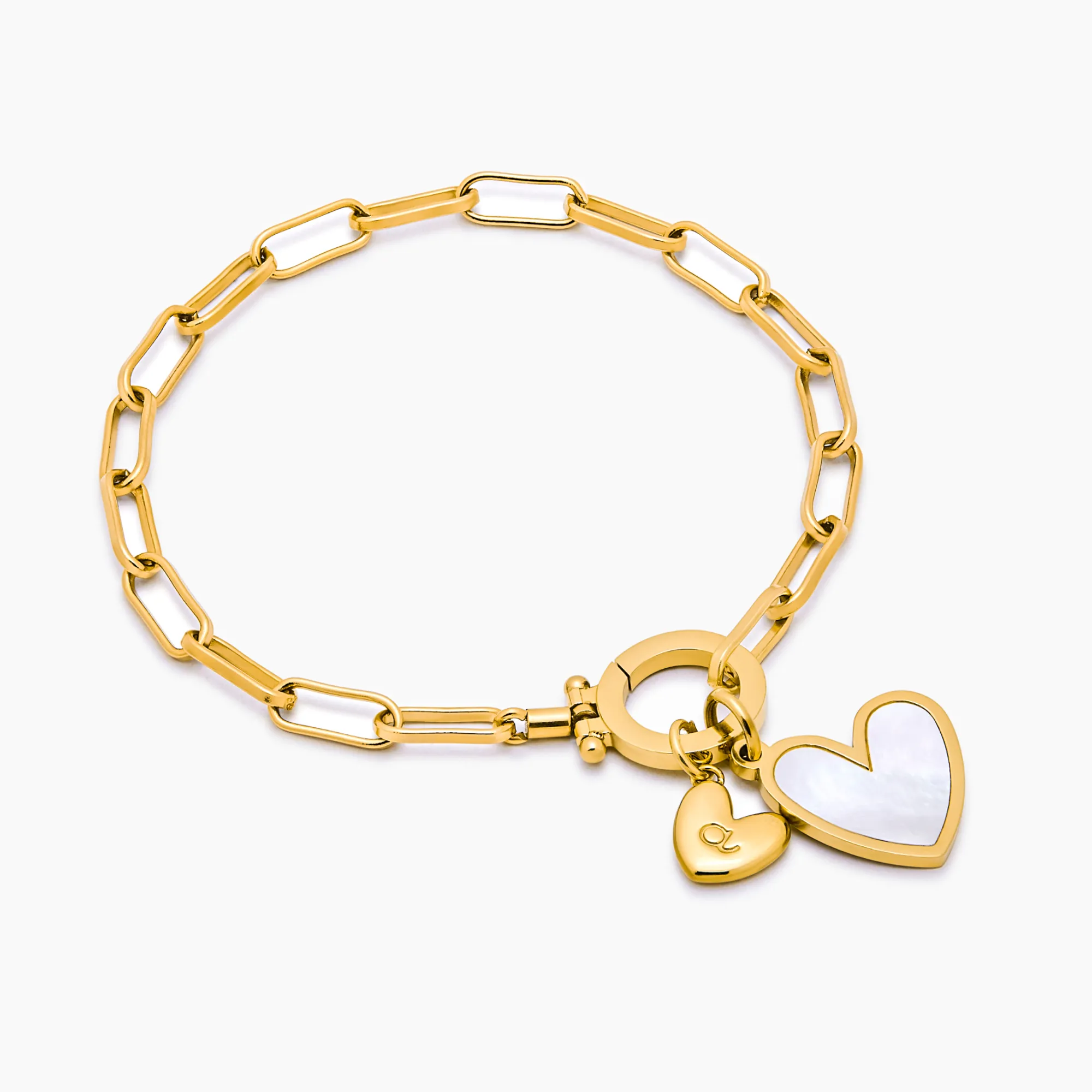 Paperclip Initial Heart Duo Bracelet - Image 3