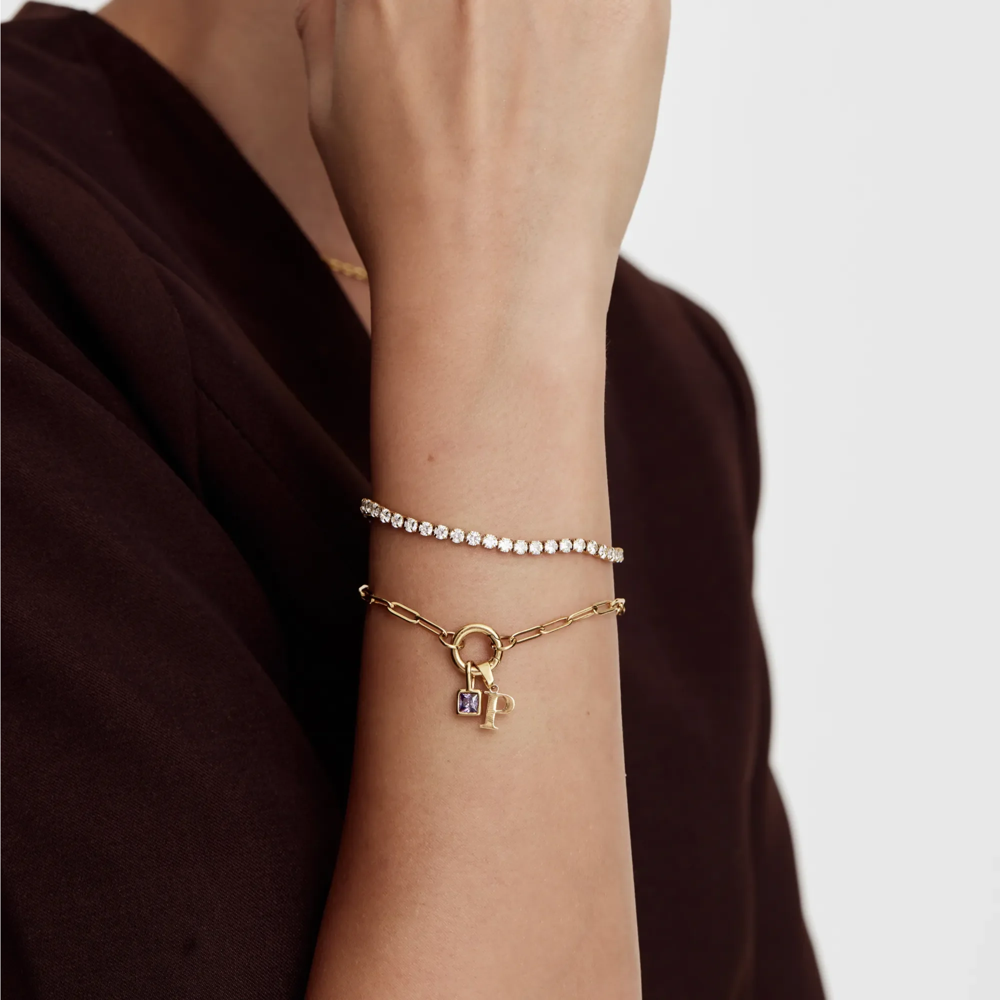 Paperclip Initial Birthstone Bracelet - Image 4