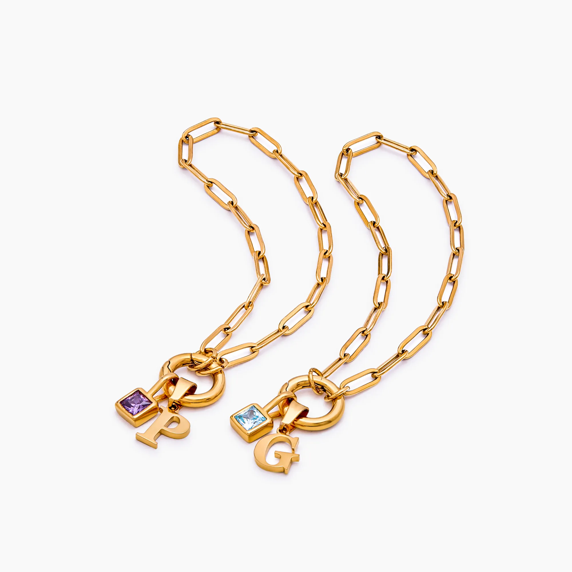 Paperclip Initial Birthstone Bracelet - Image 5