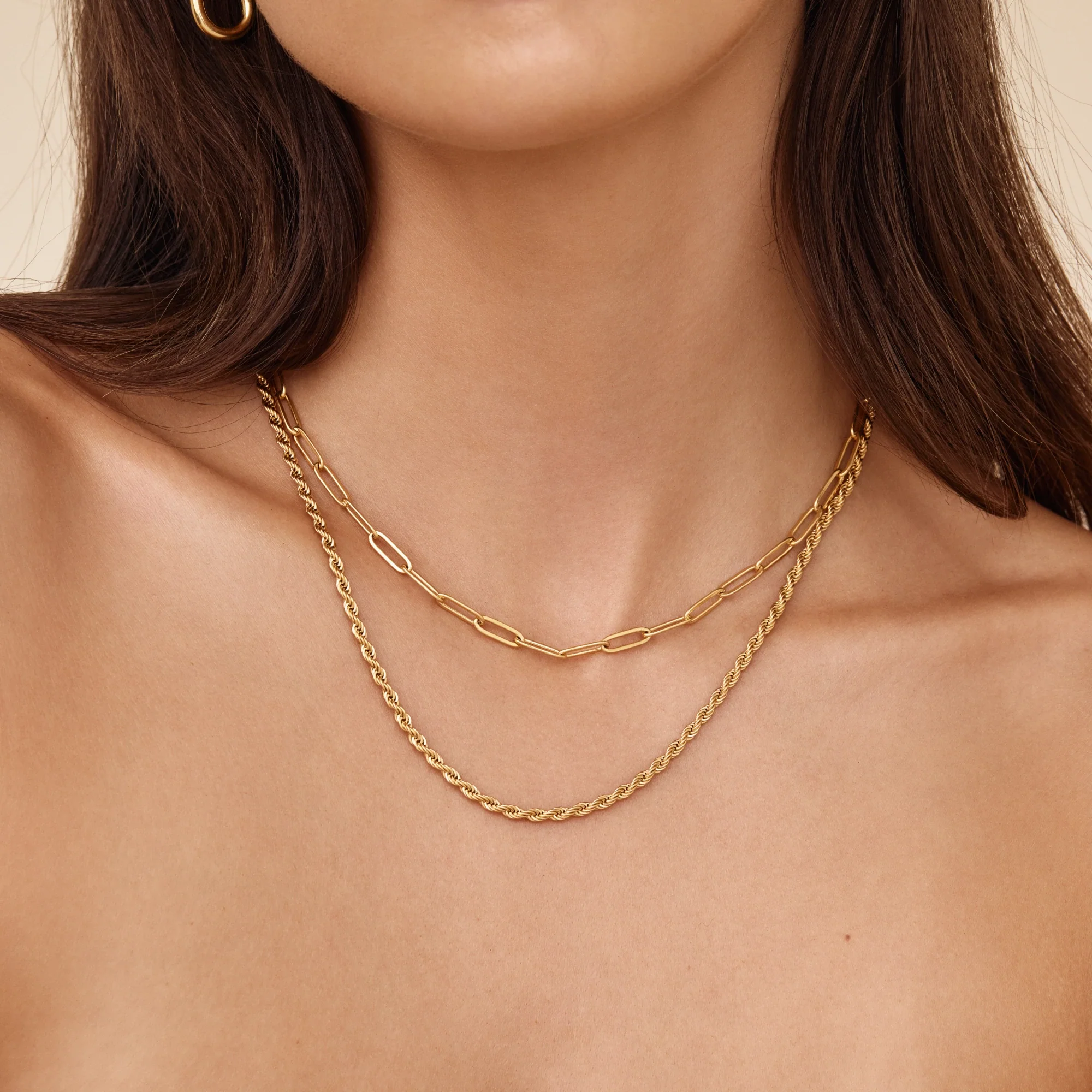 Paperclip & Rope Chain Layered Necklace - Image 4