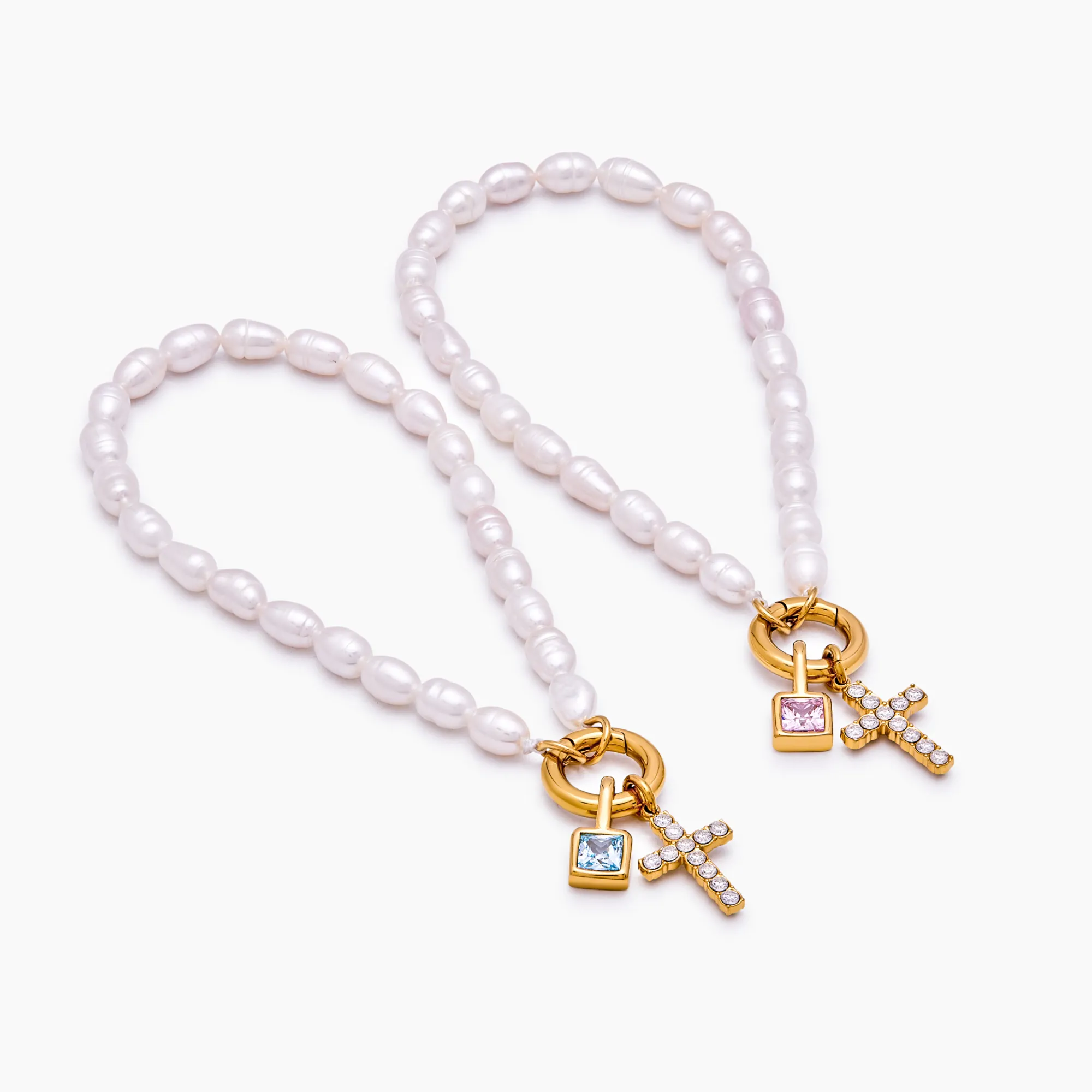 Pearl Birthstone Cross Charm Bracelet - Image 7