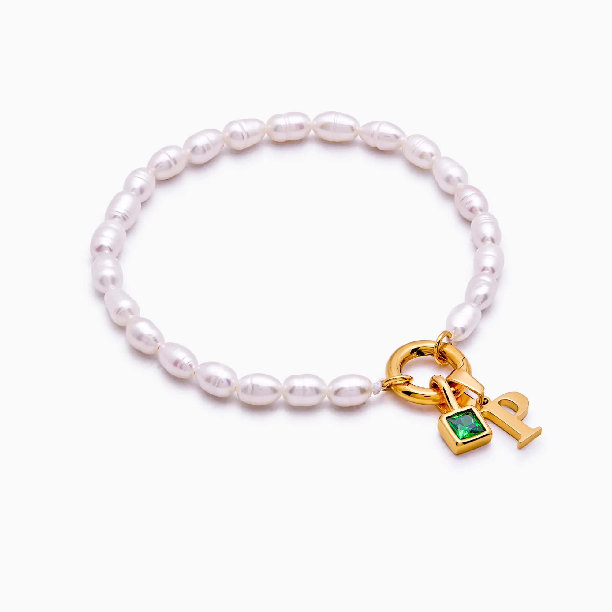 Pearl Initial Birthstone Bracelet - Image 3