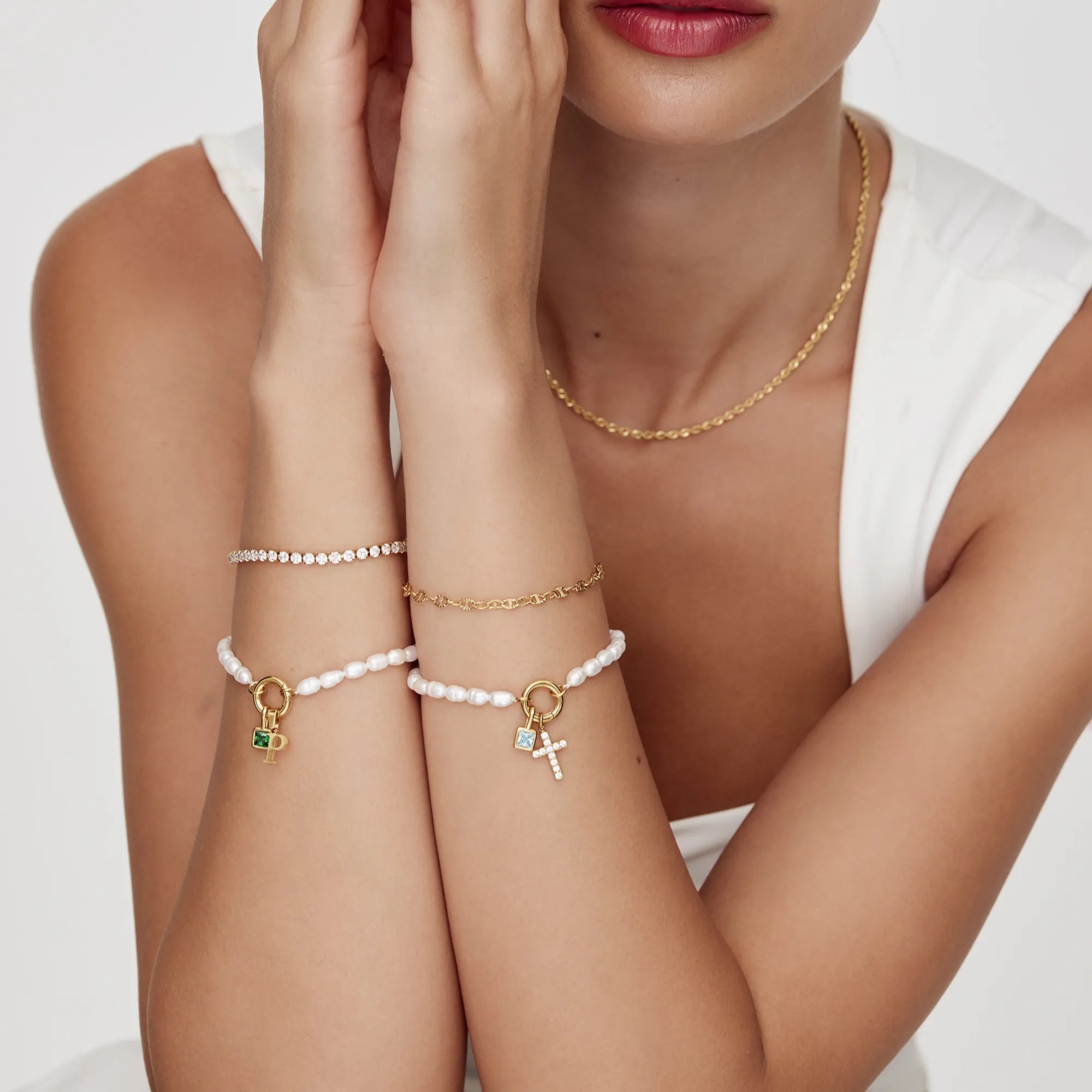 Pearl Initial Birthstone Bracelet - Image 4
