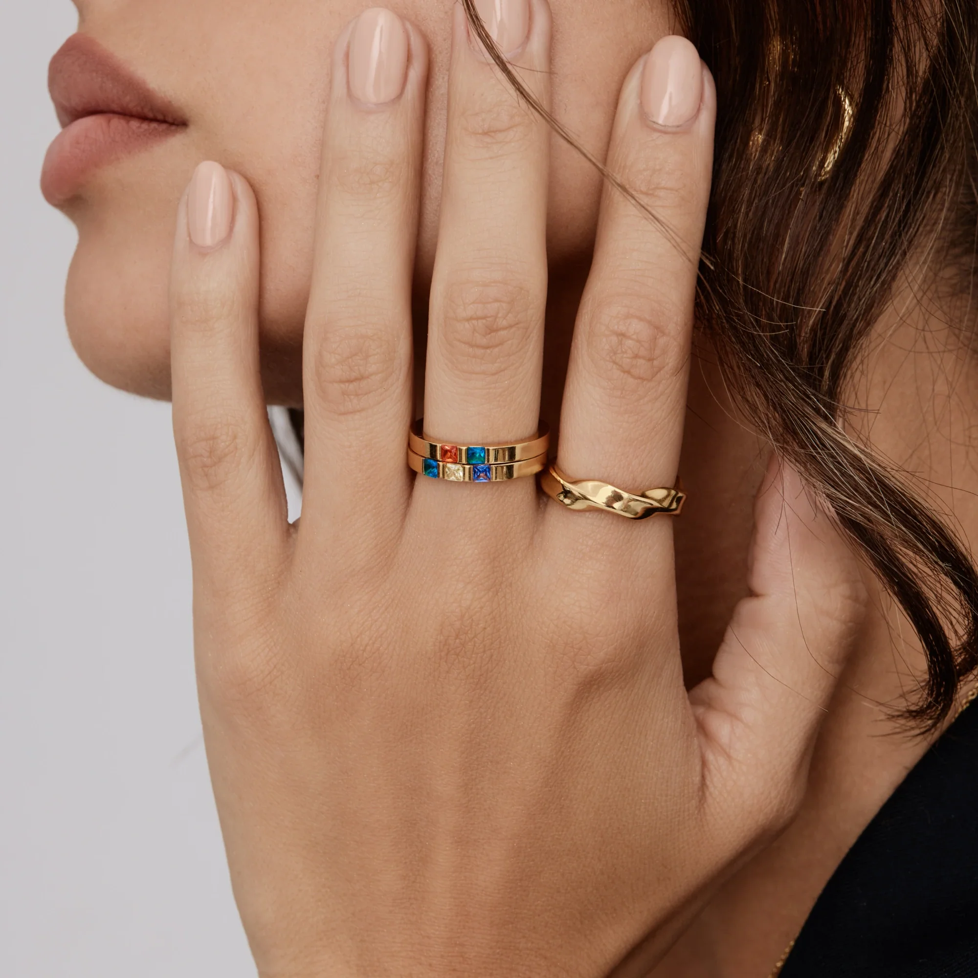 Princess Cut Birthstone Band Ring - Image 5