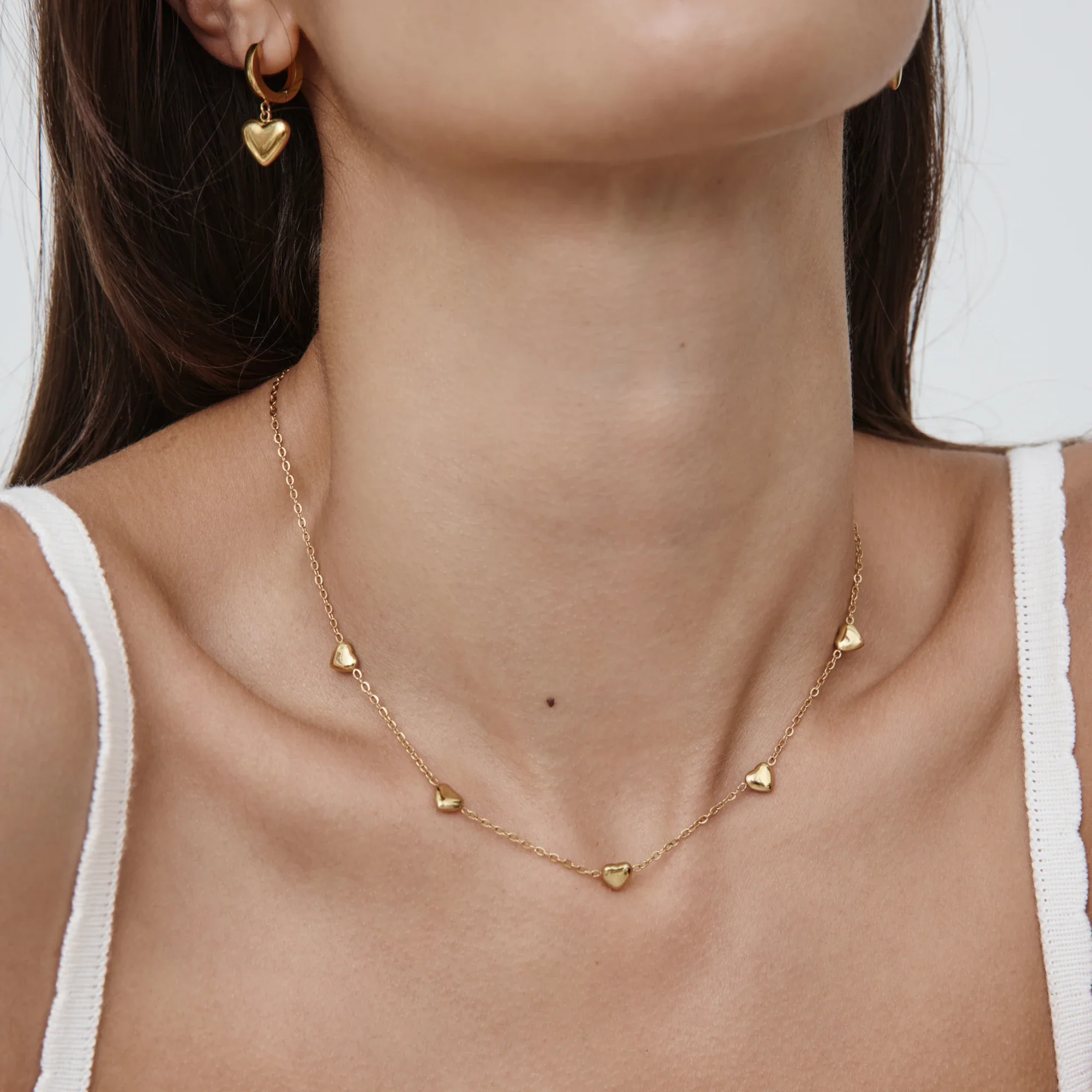 Puffed Heart Station Necklace - Image 5