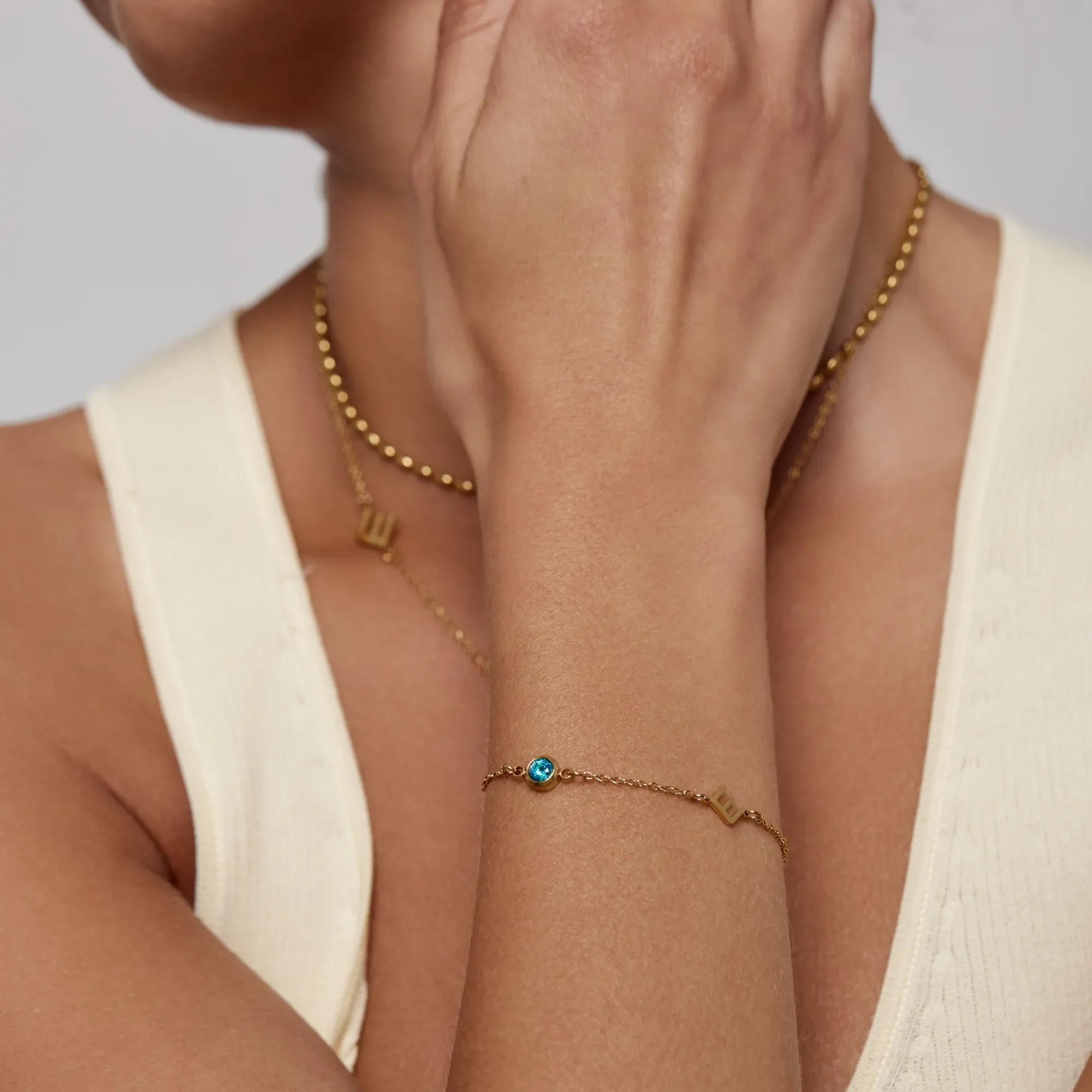Side-Set Initial Birthstone Bracelet - Image 7