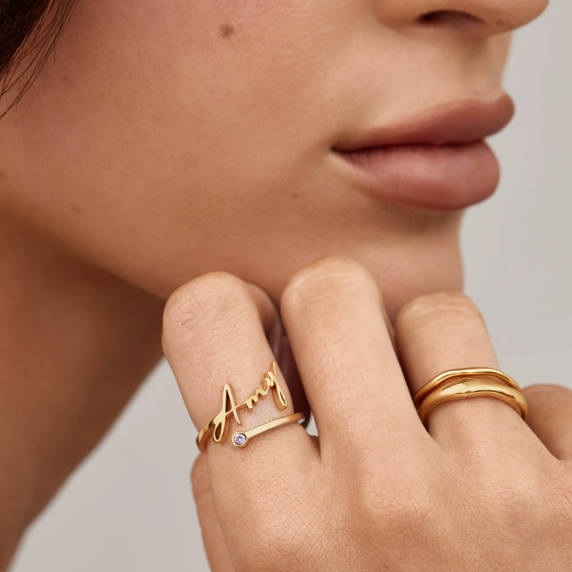 Signature Name and Birthstone Ring - Image 3