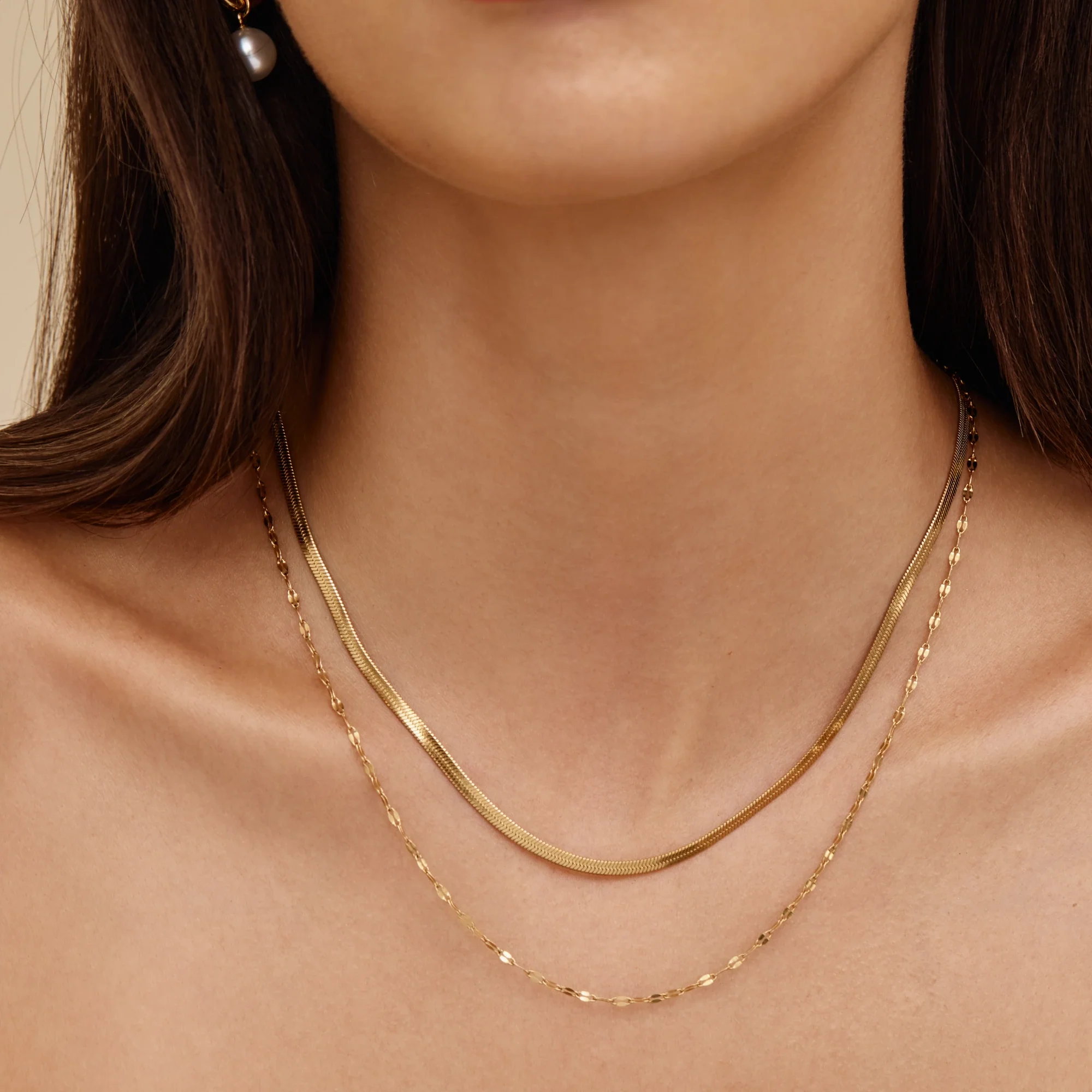 Snake & Sequin Chain Layered Necklace - Image 2