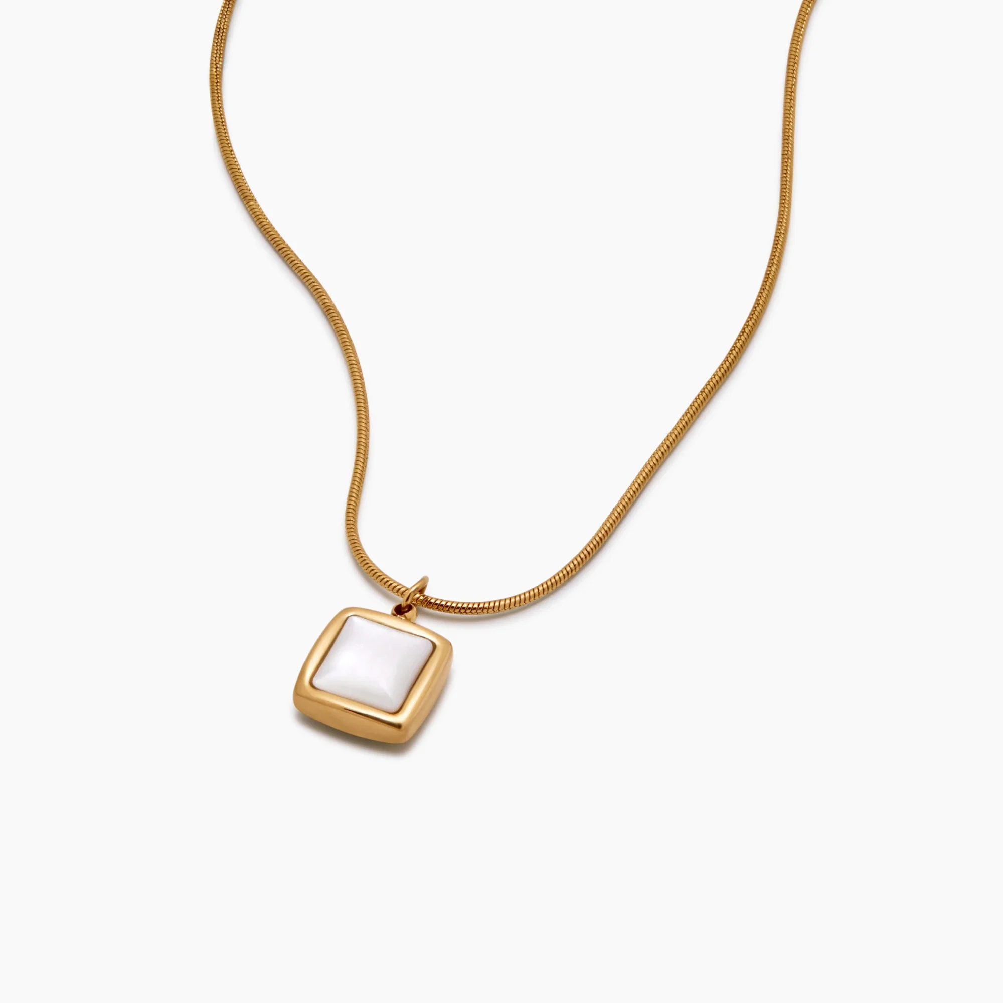 Mother of Pearl Square Pendant Necklace - Image 3