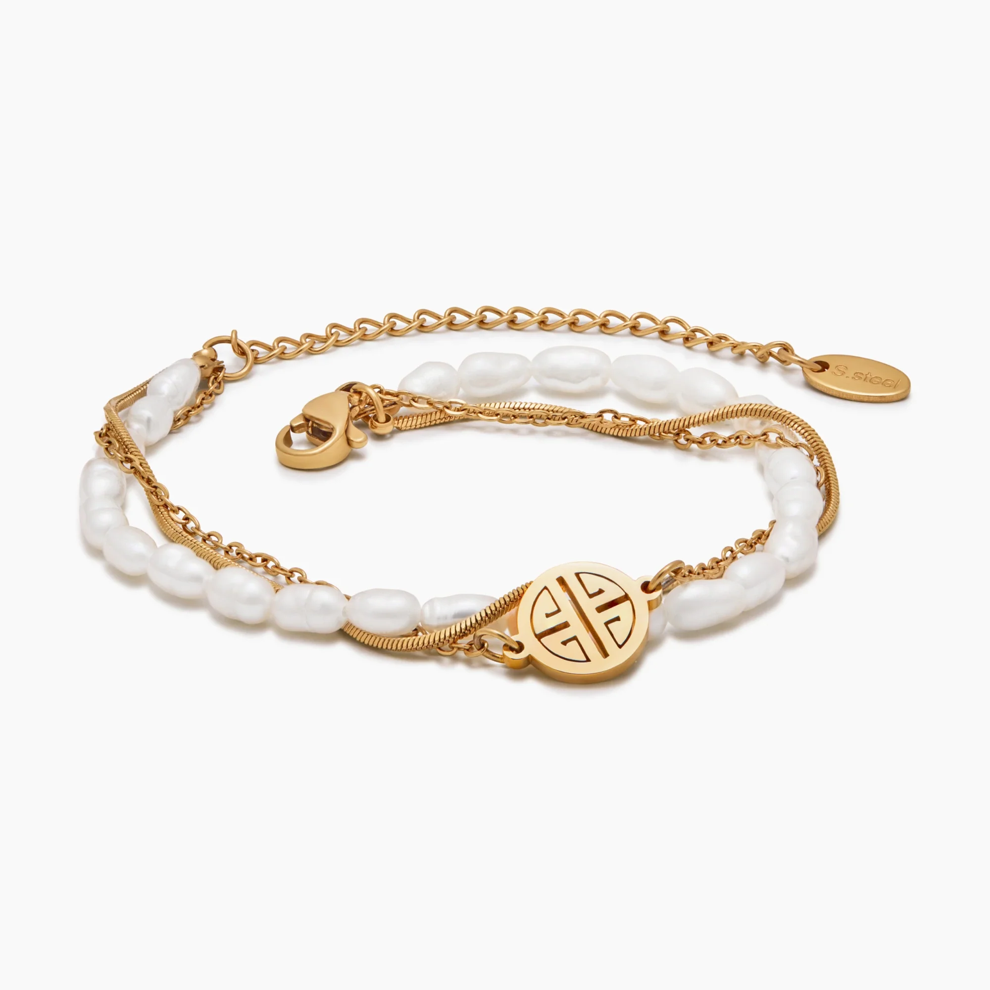 Sunshine Layered Pearl & Gold Bracelet - Image 3